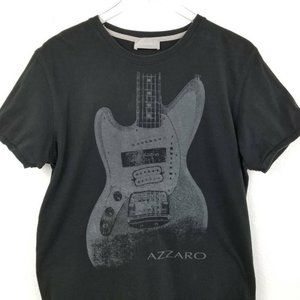 Azzaro Unisex Graphic T-Shirt Black Guitar Crew M